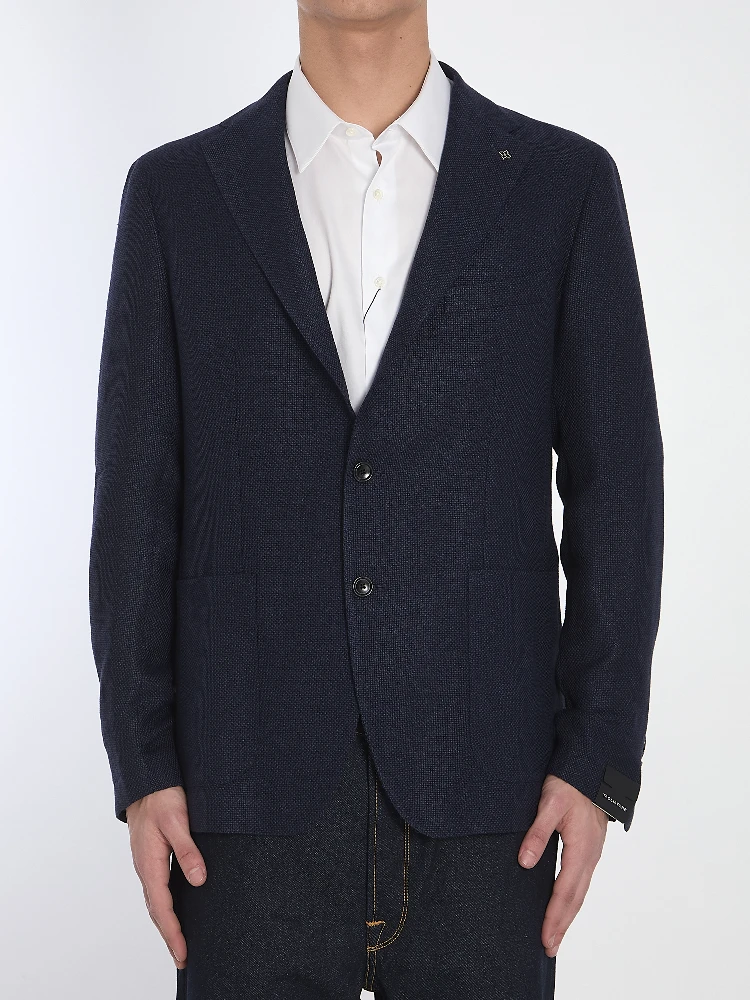 Wool and linen single-breasted jacket