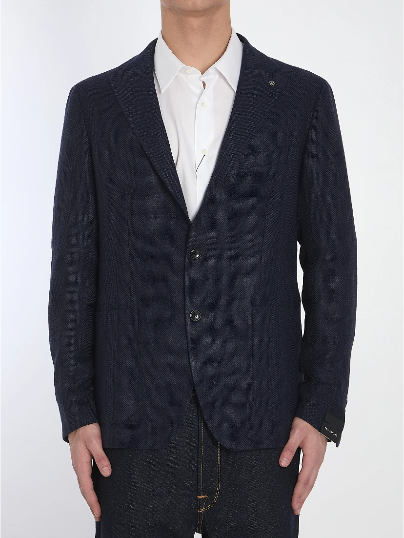Wool and linen single-breasted jacket