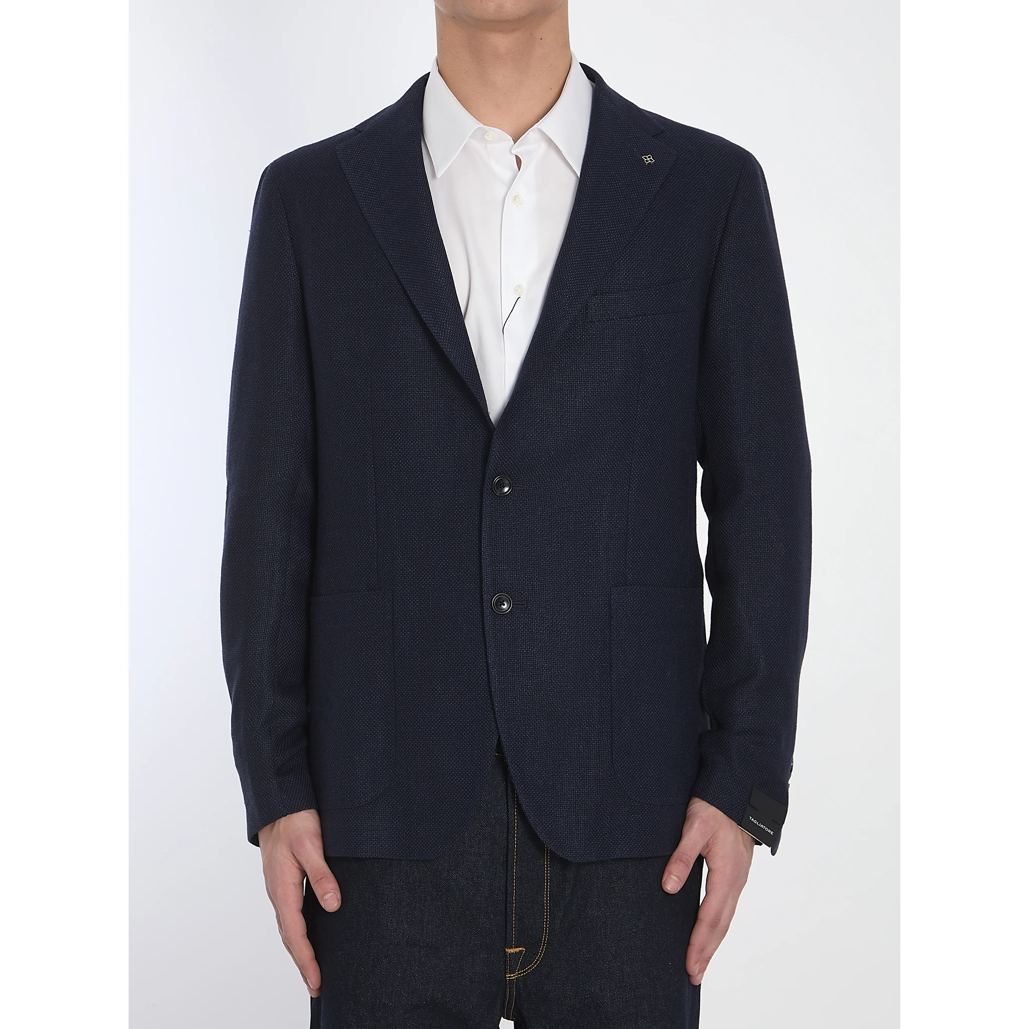 Wool and linen single-breasted jacket