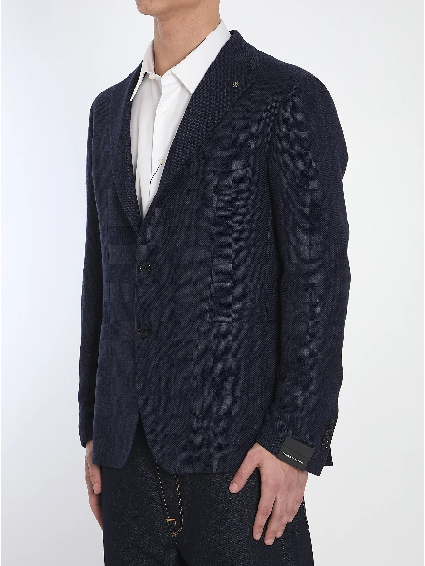 Wool and linen single-breasted jacket