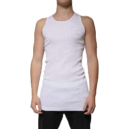 White Cotton Sleeveless Round Neck Tank T-shirt