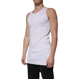 White Cotton Sleeveless Round Neck Tank T-shirt