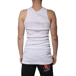 White Cotton Sleeveless Round Neck Tank T-shirt