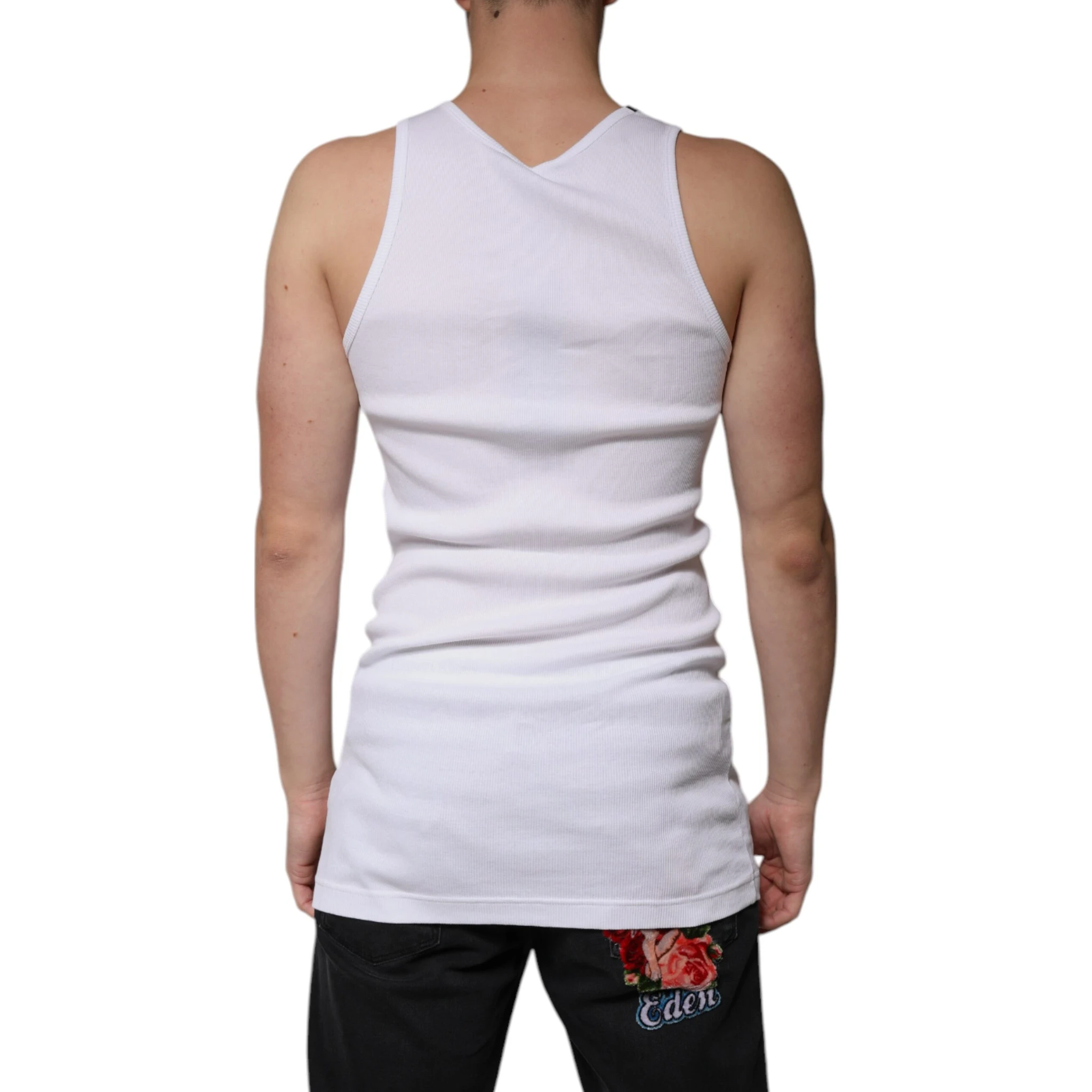 White Cotton Sleeveless Round Neck Tank T-shirt