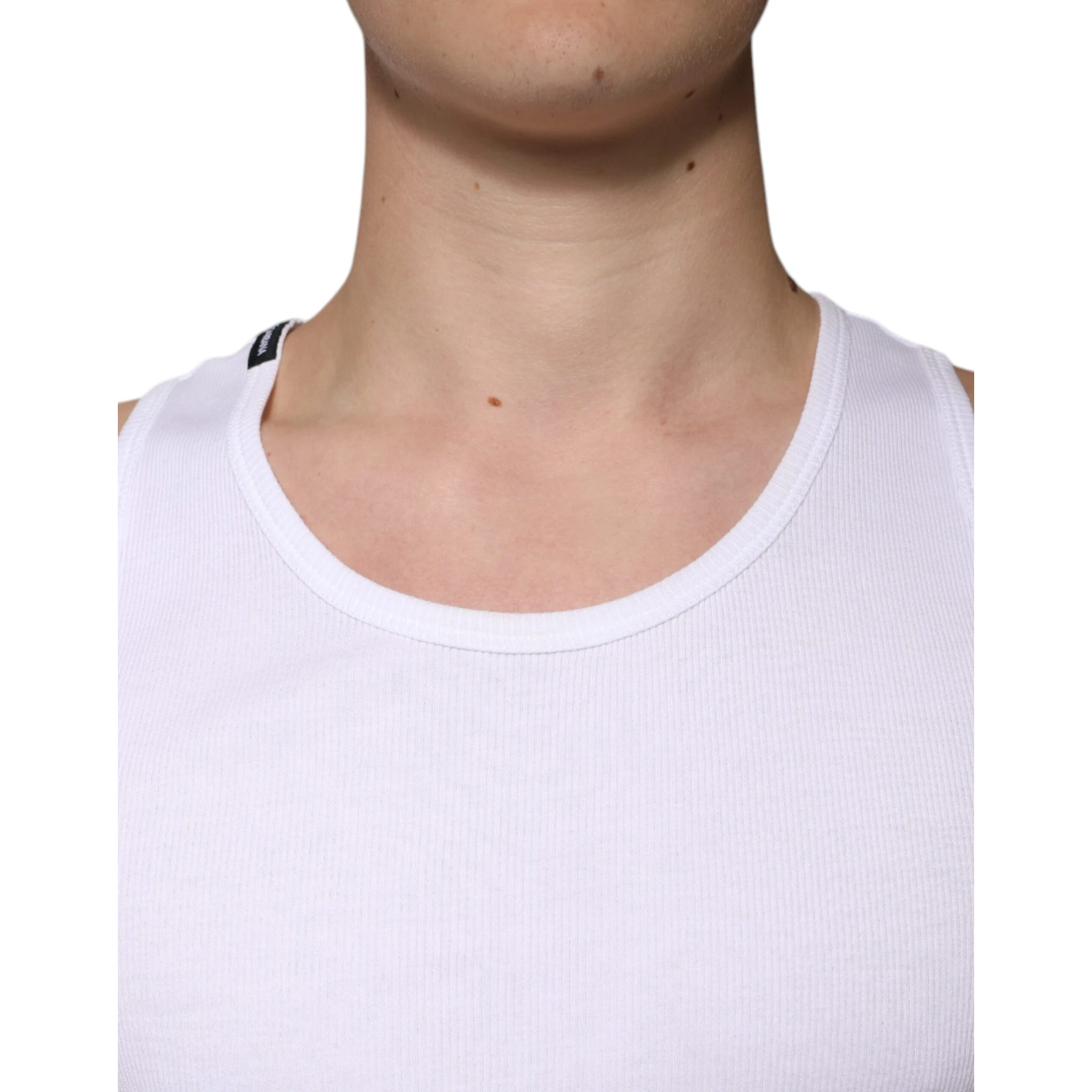 White Cotton Sleeveless Round Neck Tank T-shirt