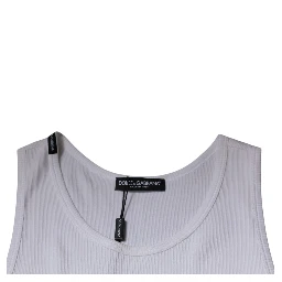 White Cotton Sleeveless Round Neck Tank T-shirt