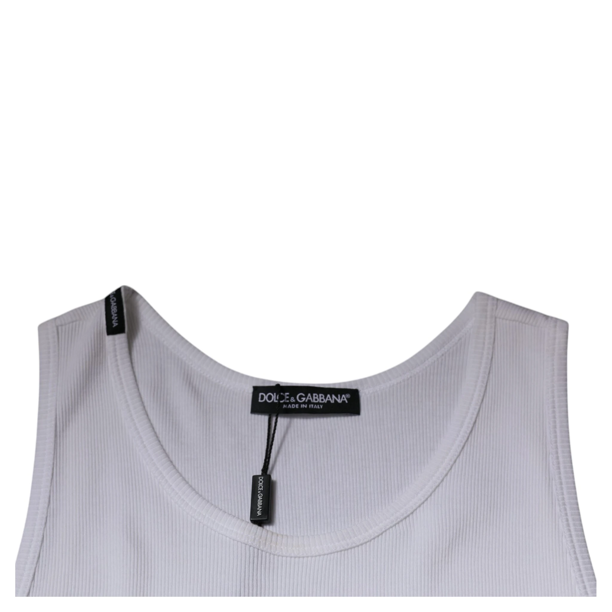 White Cotton Sleeveless Round Neck Tank T-shirt