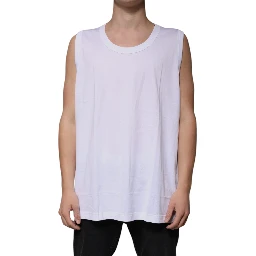 White Cotton Sleeveless Round Neck Tank T-shirt