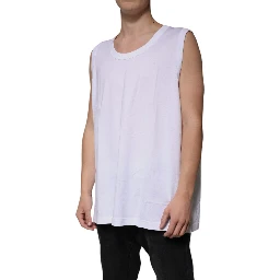 White Cotton Sleeveless Round Neck Tank T-shirt