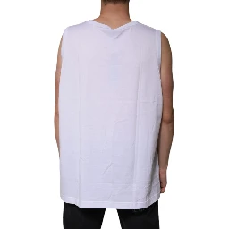 White Cotton Sleeveless Round Neck Tank T-shirt