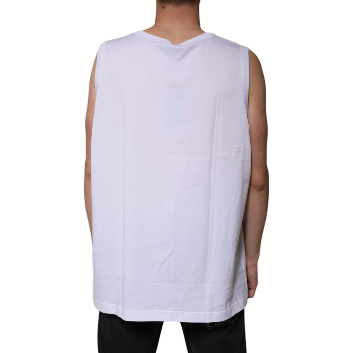 White Cotton Sleeveless Round Neck Tank T-shirt
