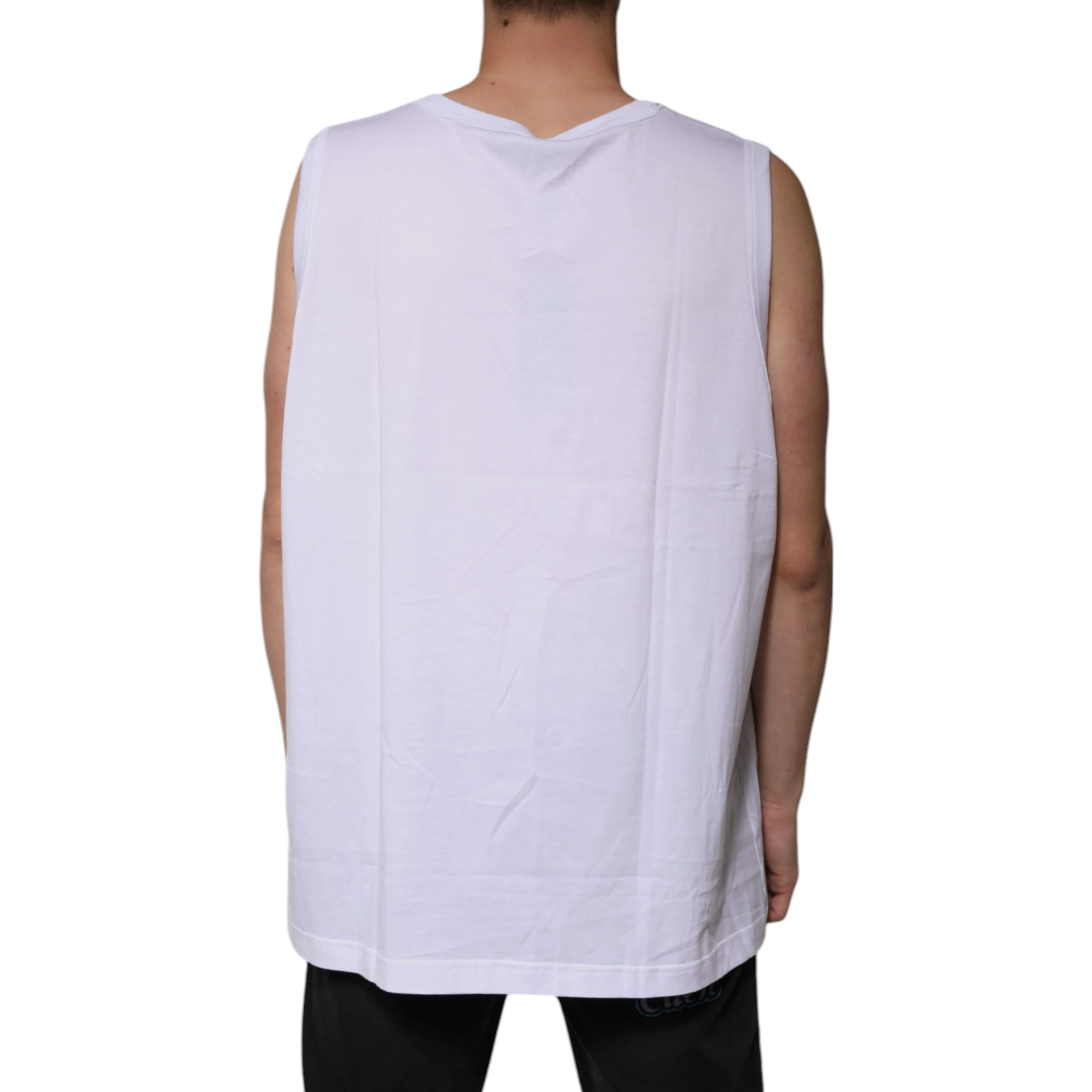 White Cotton Sleeveless Round Neck Tank T-shirt
