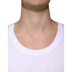 White Cotton Sleeveless Round Neck Tank T-shirt