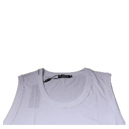 White Cotton Sleeveless Round Neck Tank T-shirt