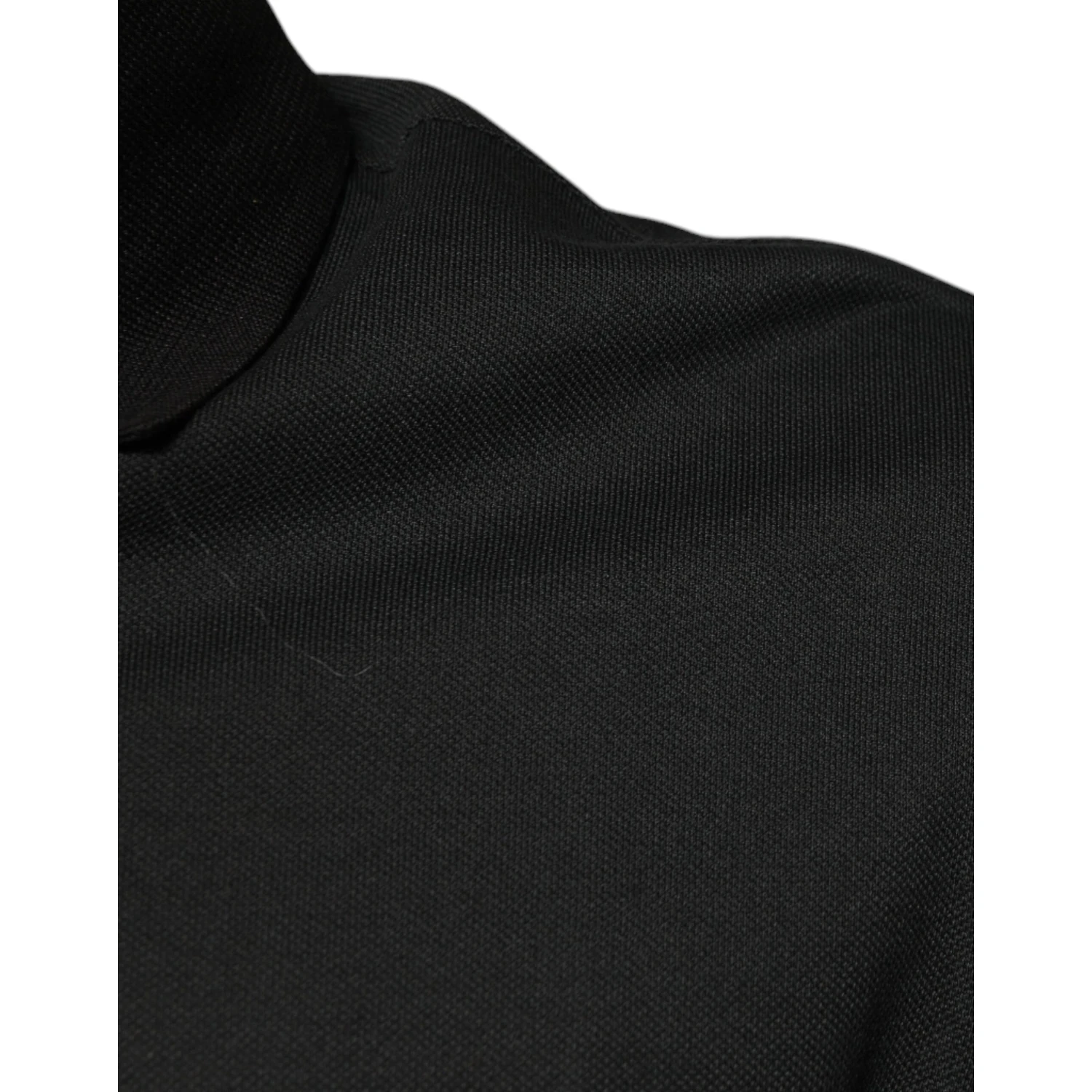 Black Logo Print Collared Cotton Polo T-shirt