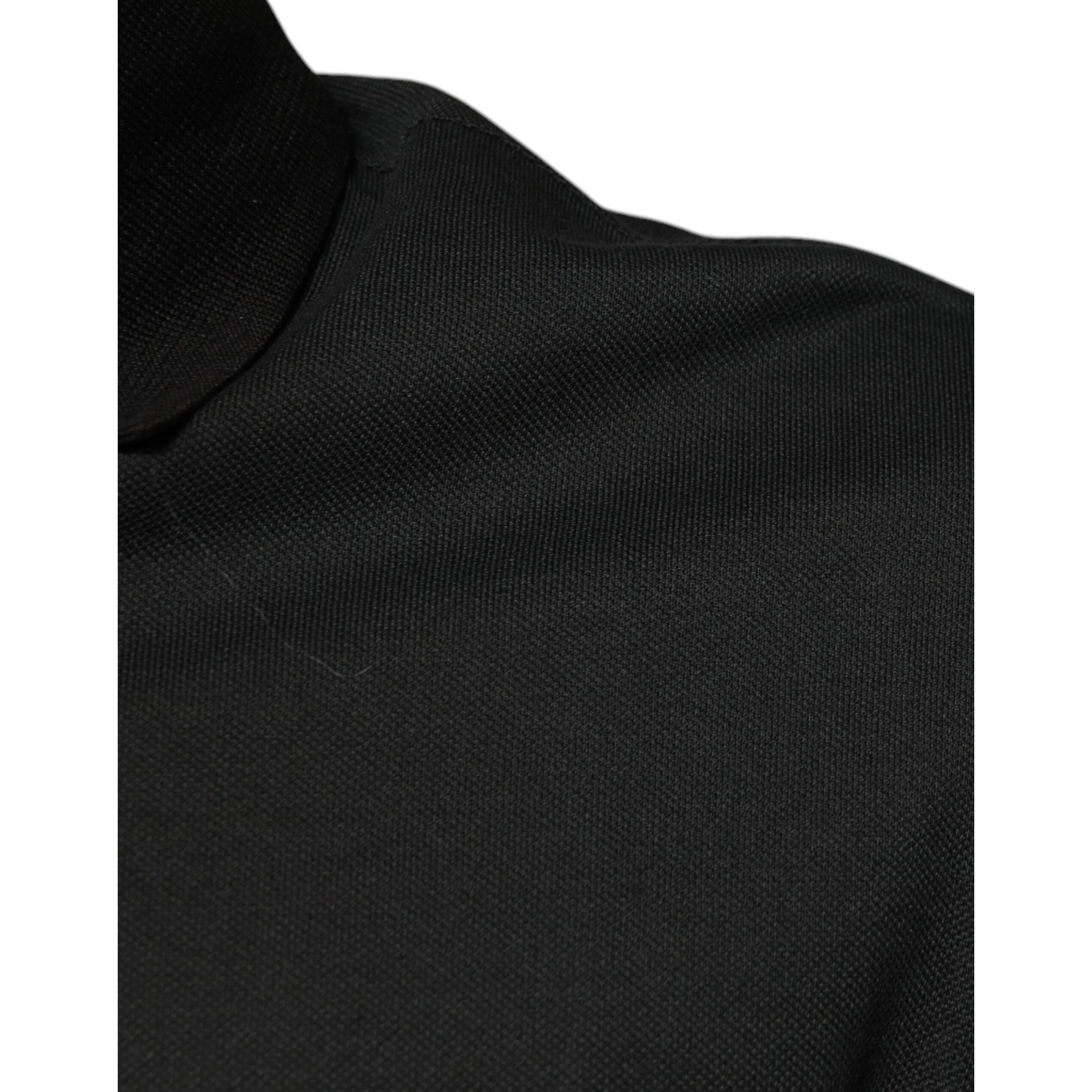 Black Logo Print Collared Cotton Polo T-shirt