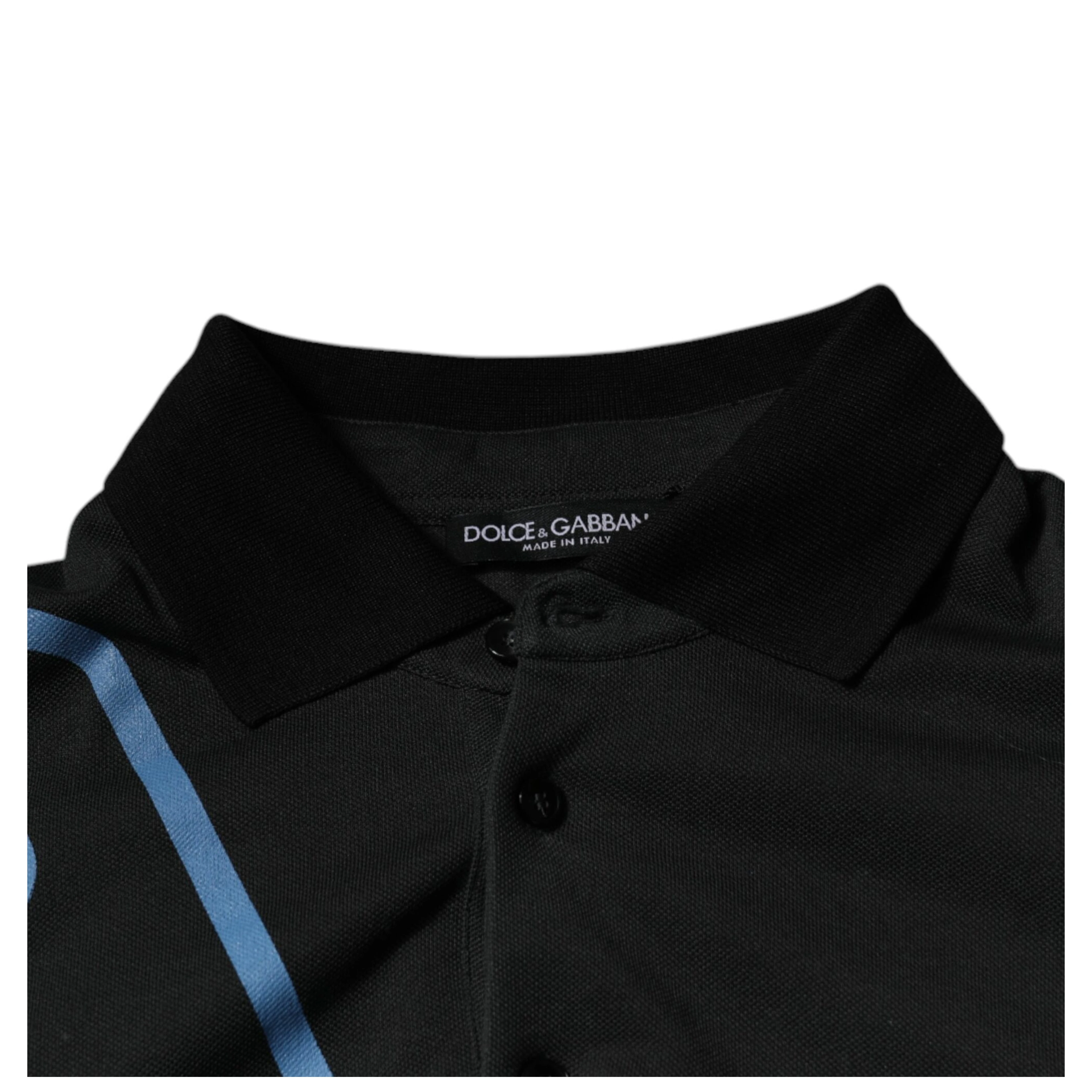 Black Logo Print Collared Cotton Polo T-shirt