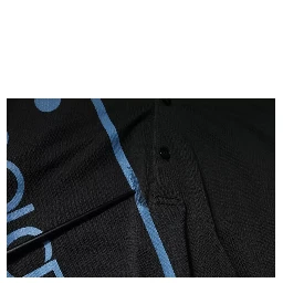 Black Logo Print Collared Cotton Polo T-shirt