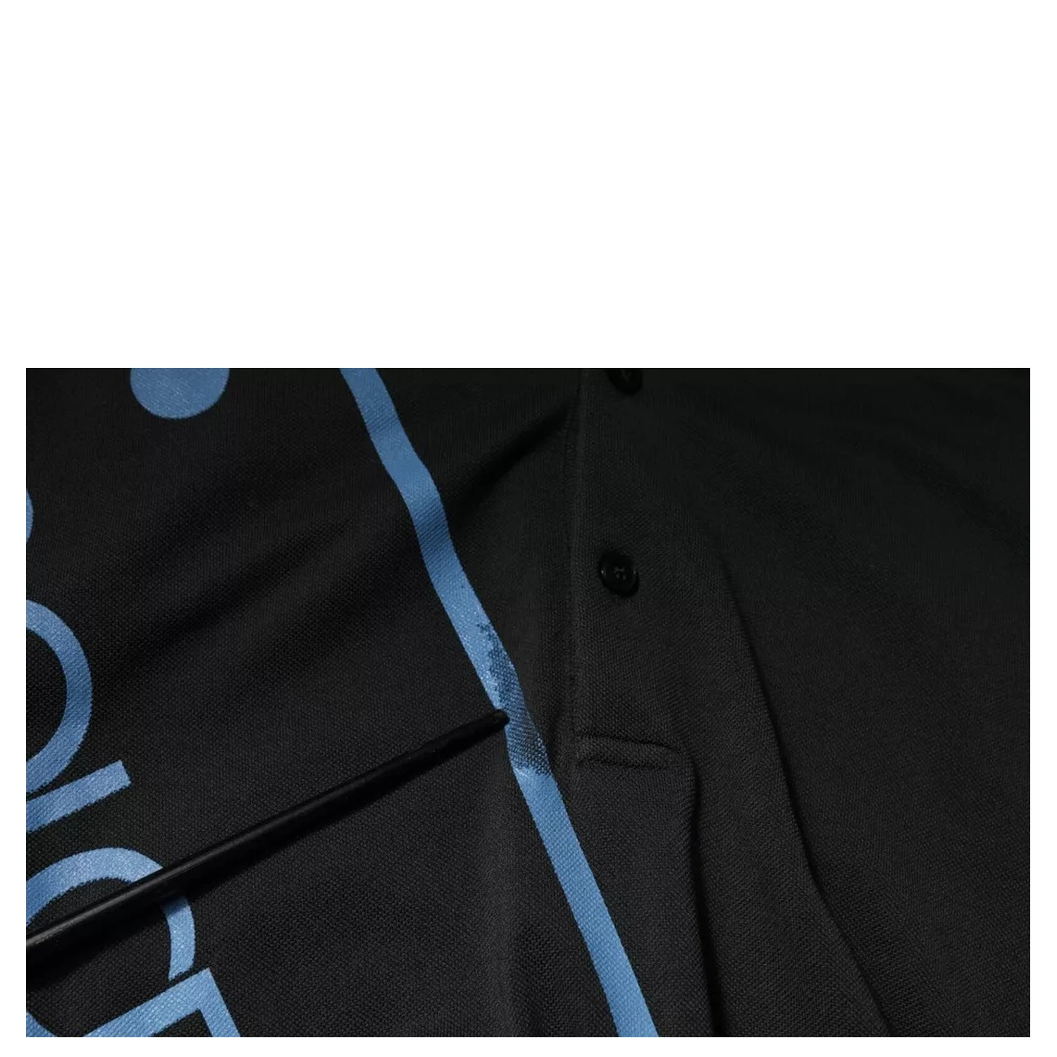 Black Logo Print Collared Cotton Polo T-shirt
