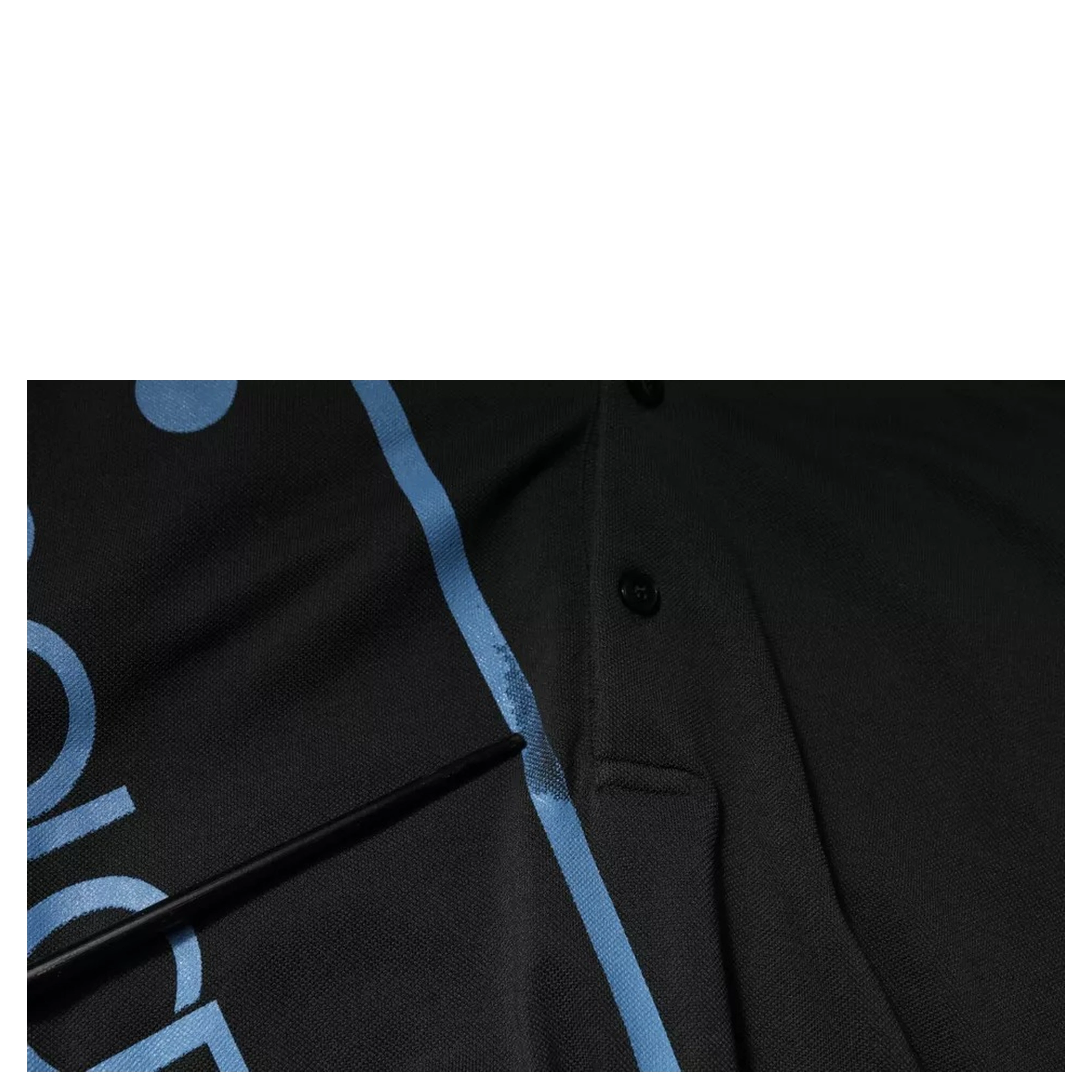 Black Logo Print Collared Cotton Polo T-shirt