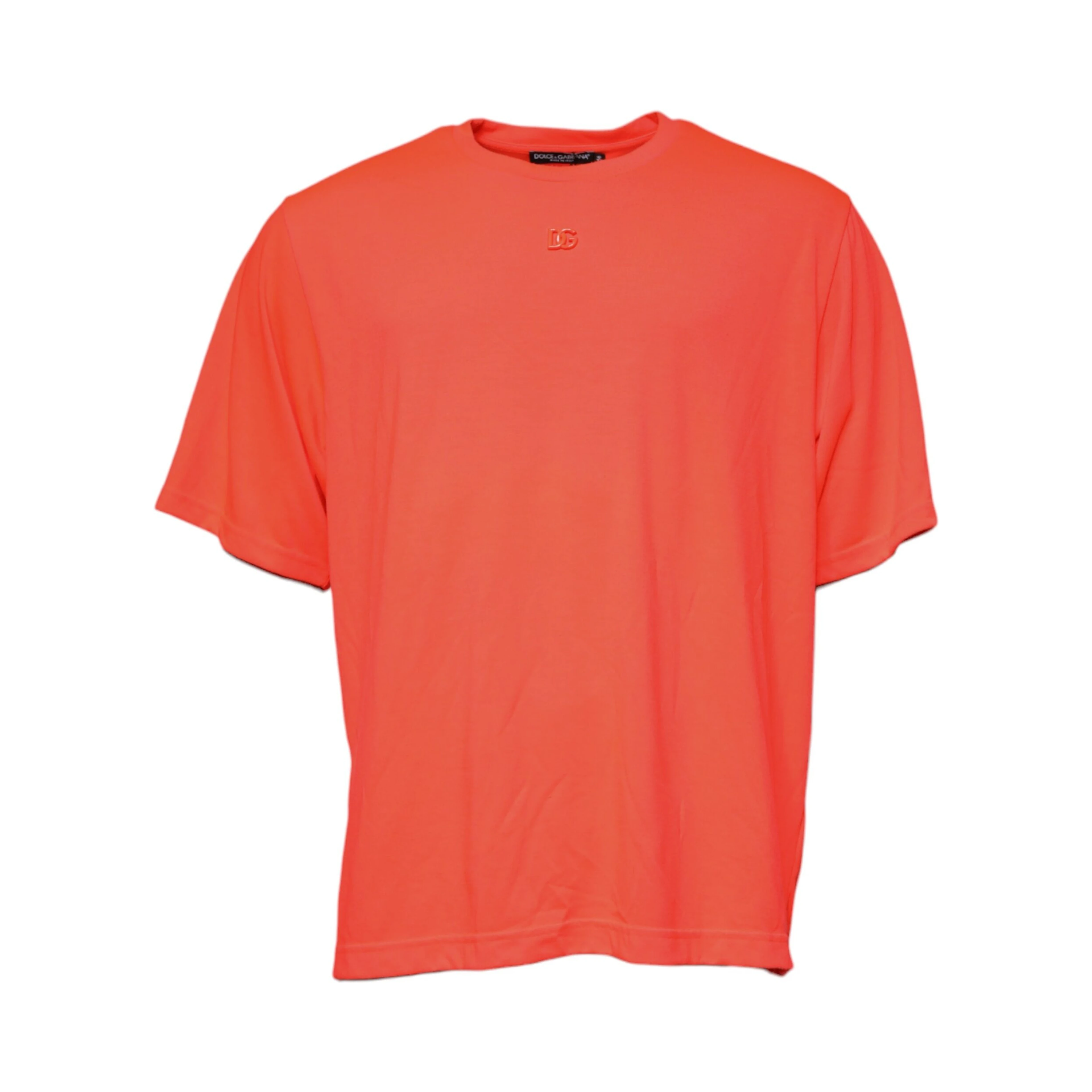 Orange Logo Polyester Crew Neck T-shirt