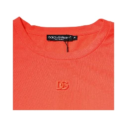Orange Logo Polyester Crew Neck T-shirt