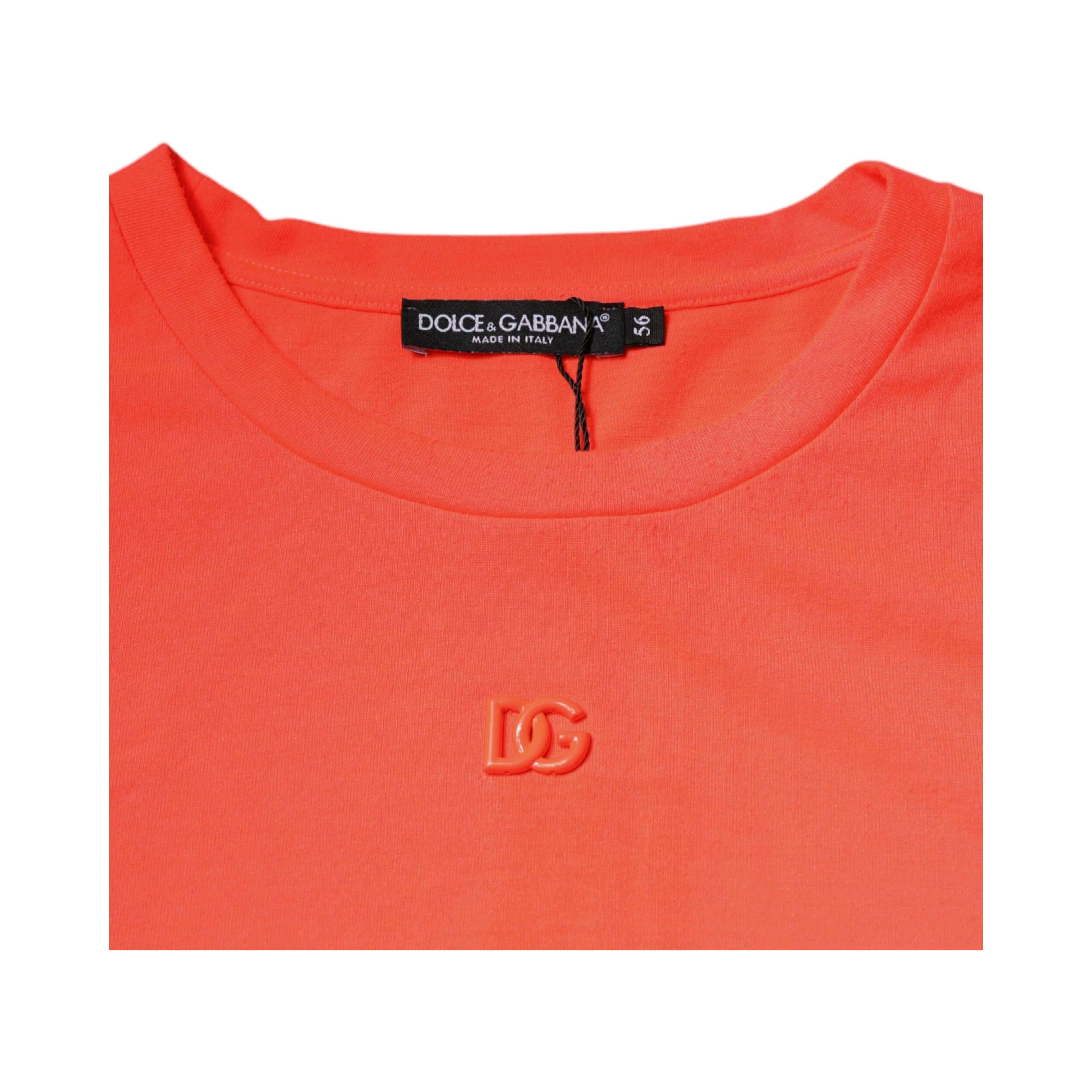 Orange Logo Polyester Crew Neck T-shirt