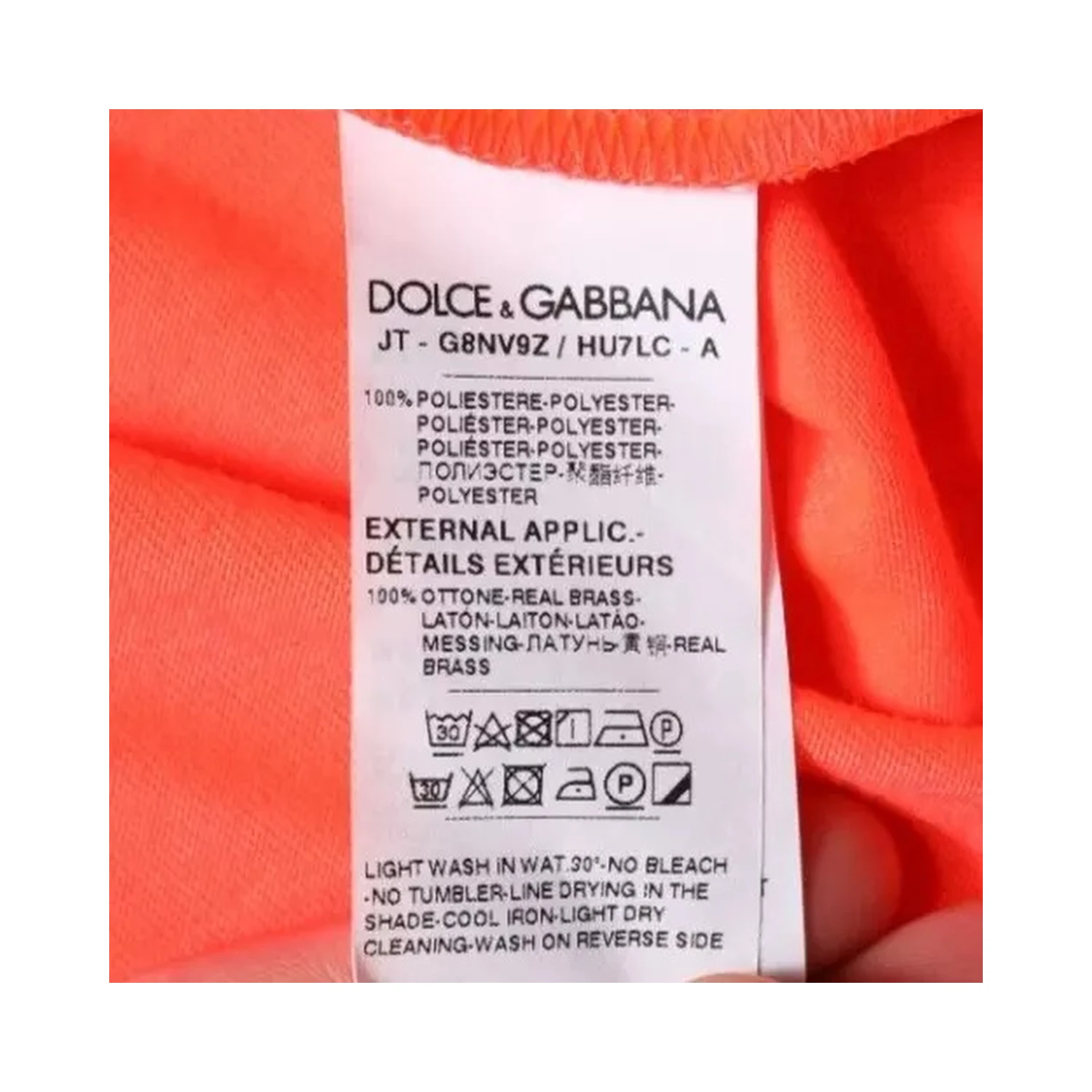 Orange Logo Polyester Crew Neck T-shirt