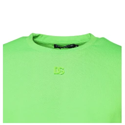 Green Logo Polyester Crew Neck T-shirt