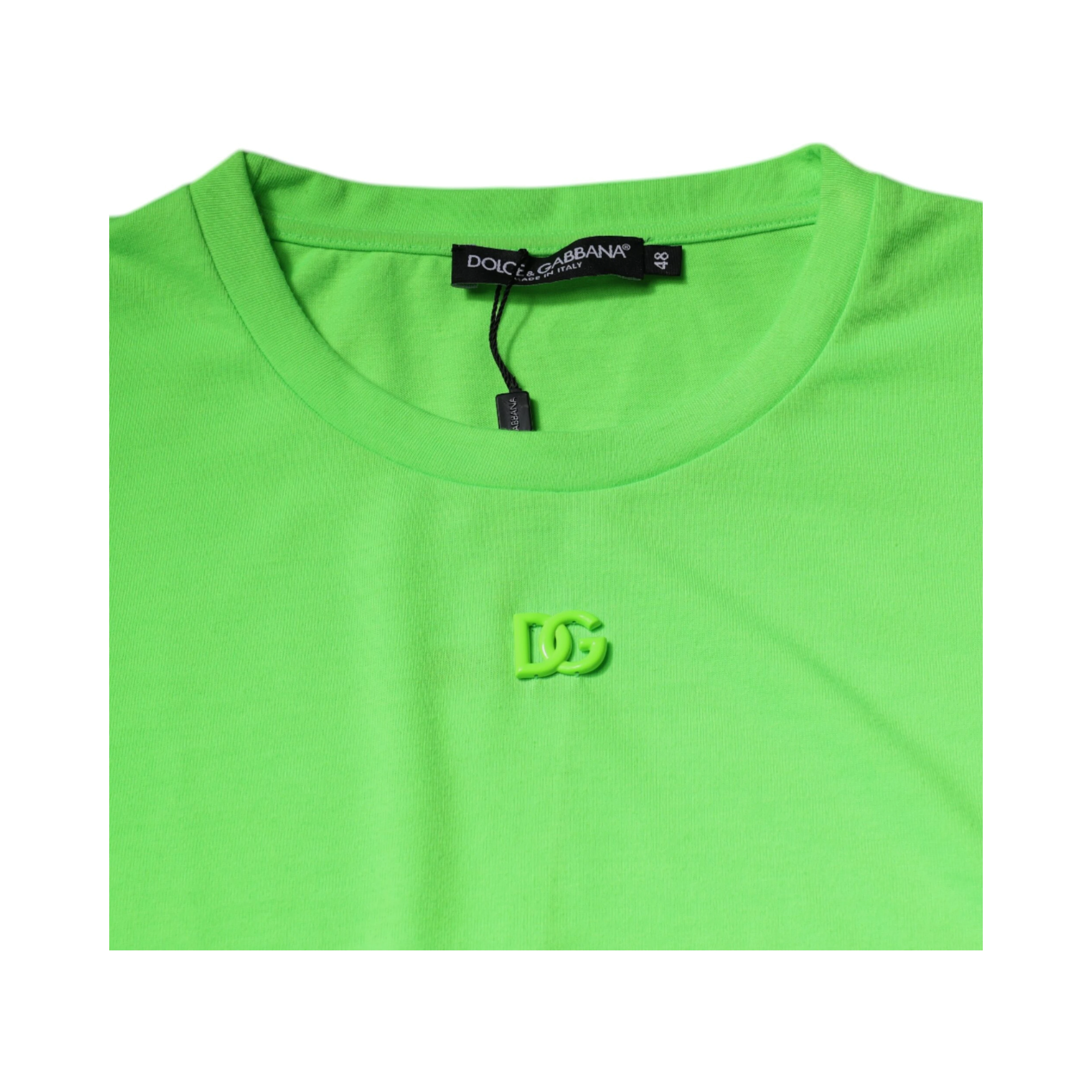Green Logo Polyester Crew Neck T-shirt