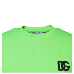 Green Logo Polyester Crew Neck T-shirt