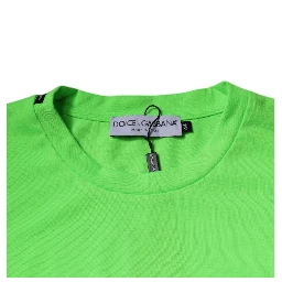 Green Logo Polyester Crew Neck T-shirt