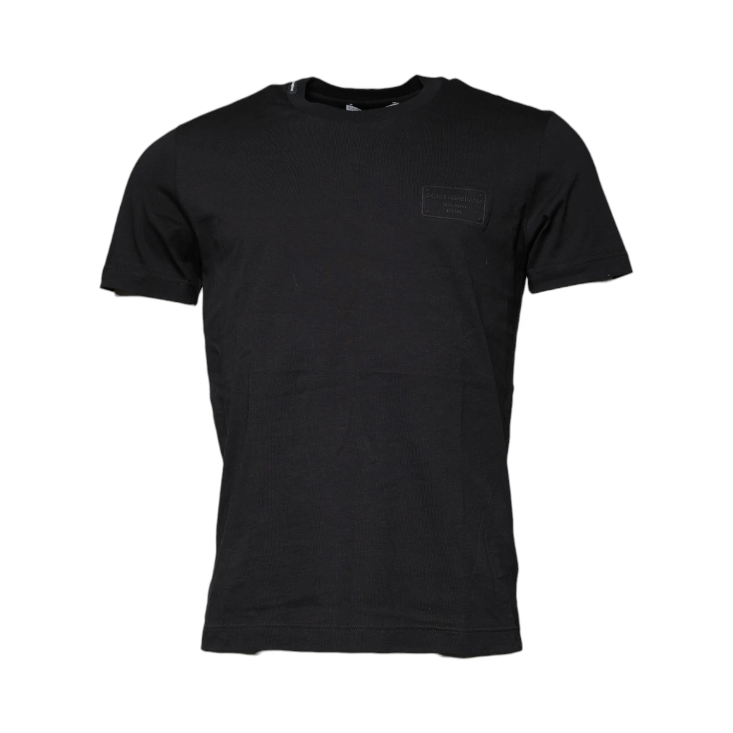 Black Cotton Crew Neck Short Sleeves T-shirt