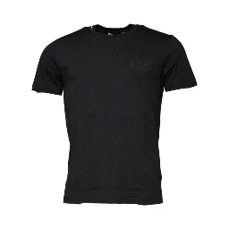 Black Cotton Crew Neck Short Sleeves T-shirt