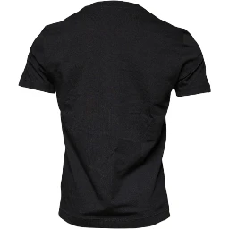 Black Cotton Crew Neck Short Sleeves T-shirt