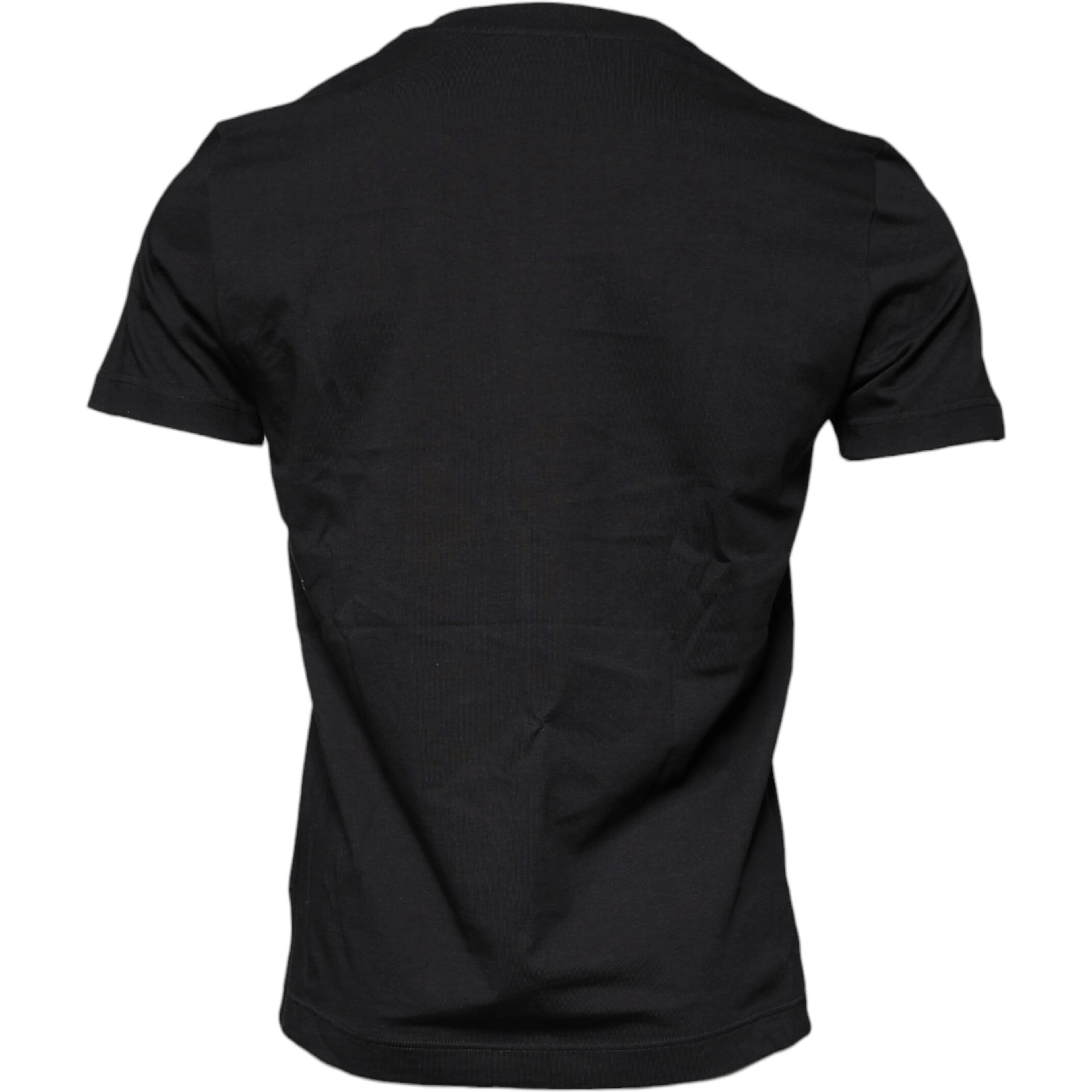 Black Cotton Crew Neck Short Sleeves T-shirt