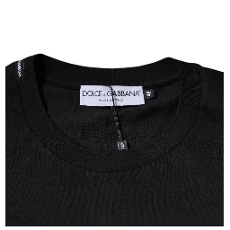 Black Cotton Crew Neck Short Sleeves T-shirt
