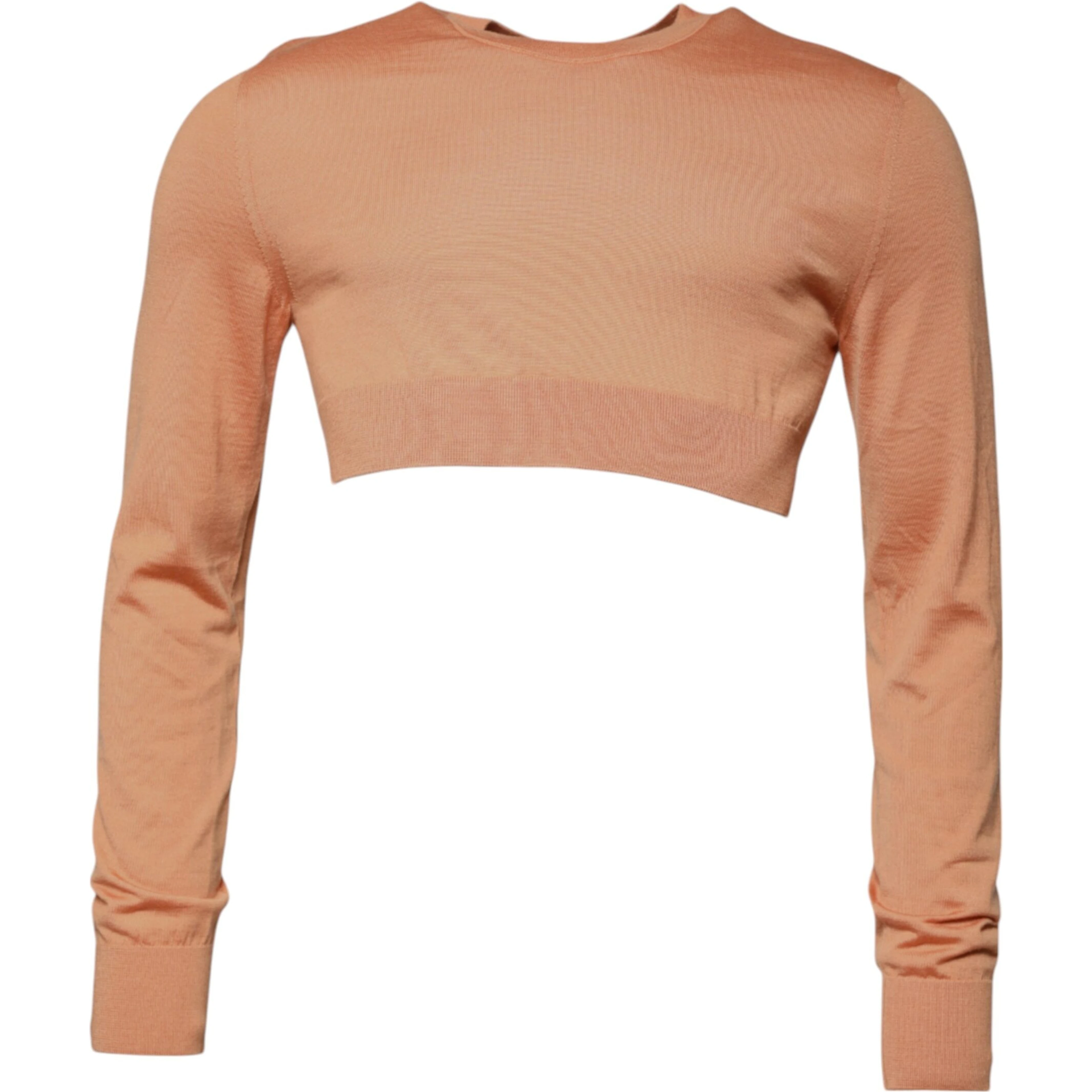 Beige Wool Crewneck Pullover Cropped Sweater