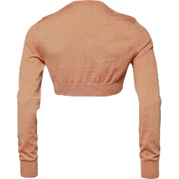 Beige Wool Crewneck Pullover Cropped Sweater