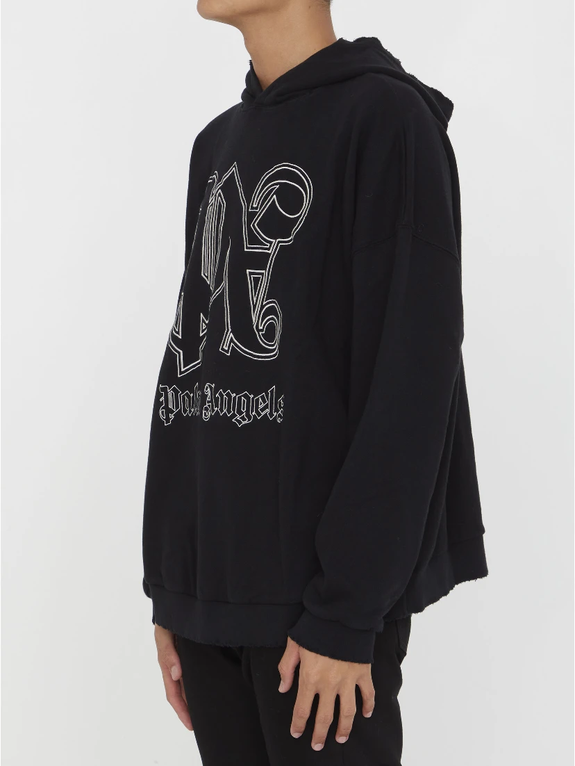 Organic Cotton Hoodie With Embroidered Logo In Black