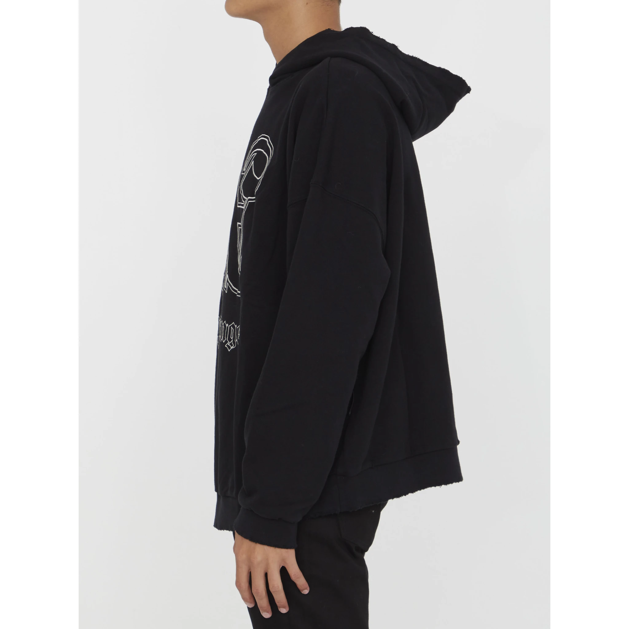 Organic Cotton Hoodie With Embroidered Logo In Black