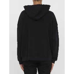 Organic Cotton Hoodie With Embroidered Logo In Black
