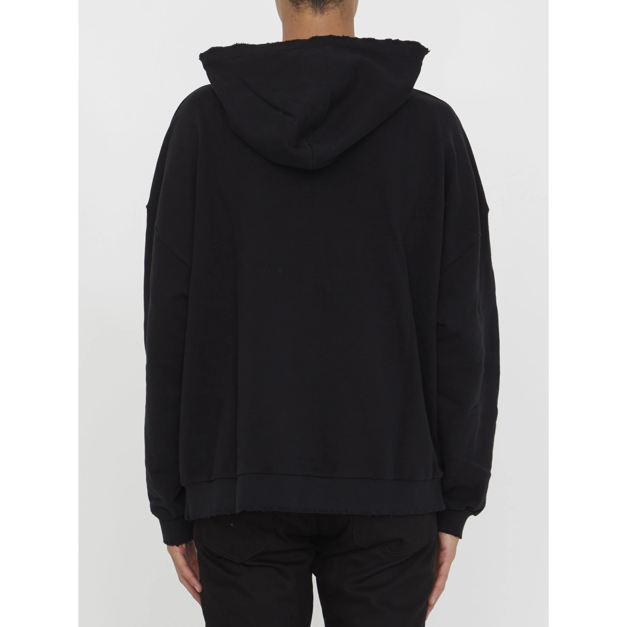 Organic Cotton Hoodie With Embroidered Logo In Black