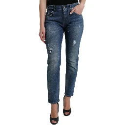Blue BOYFRIEND Mid Waist Cotton Denim Jeans