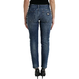 Blue BOYFRIEND Mid Waist Cotton Denim Jeans