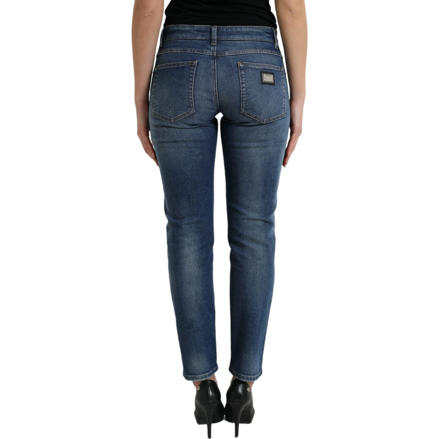 Blue BOYFRIEND Mid Waist Cotton Denim Jeans