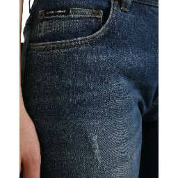Blue BOYFRIEND Mid Waist Cotton Denim Jeans