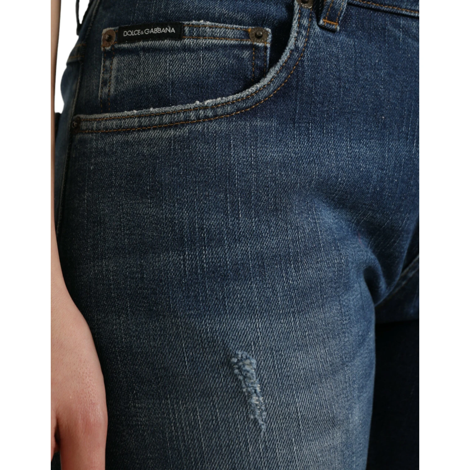 Blue BOYFRIEND Mid Waist Cotton Denim Jeans