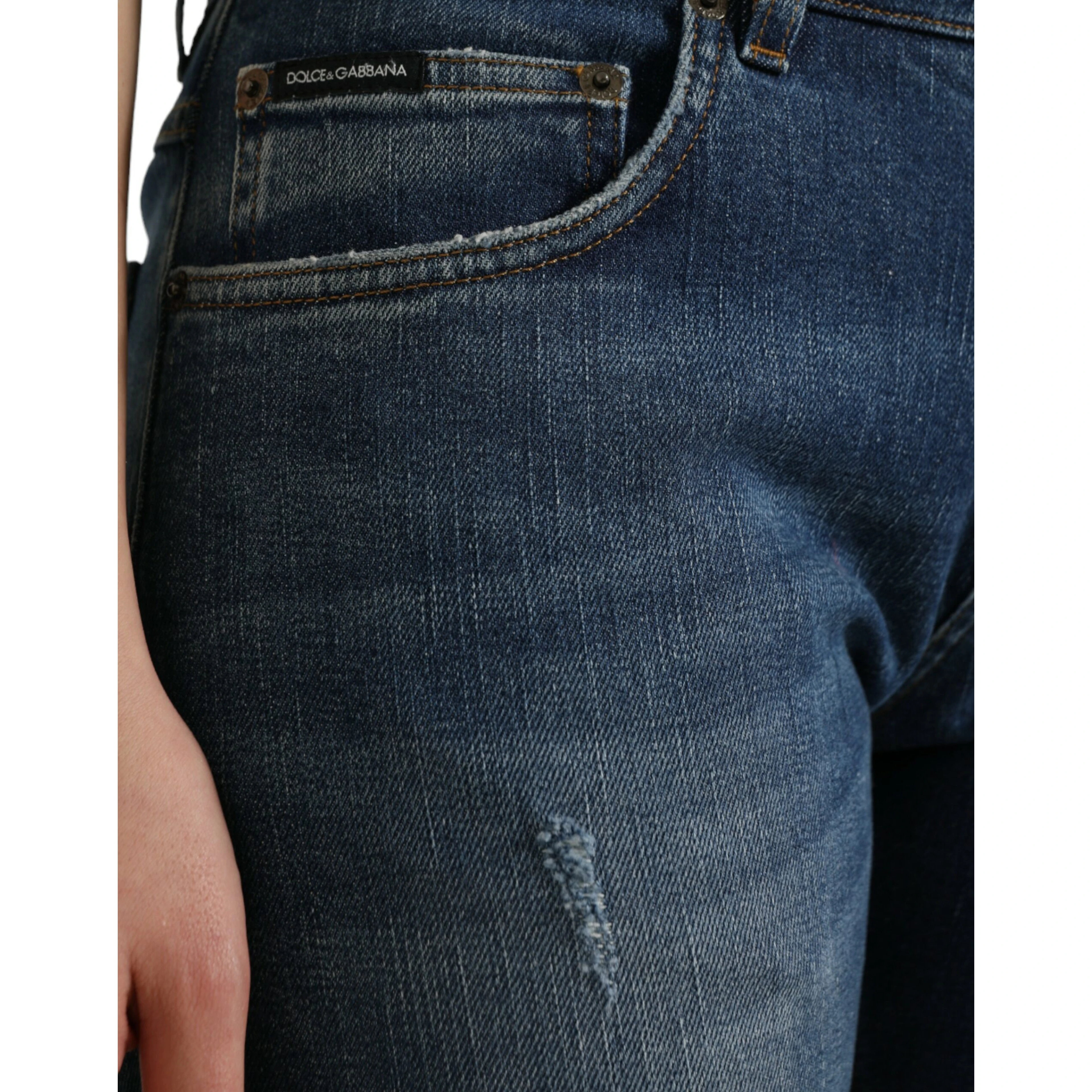 Blue BOYFRIEND Mid Waist Cotton Denim Jeans