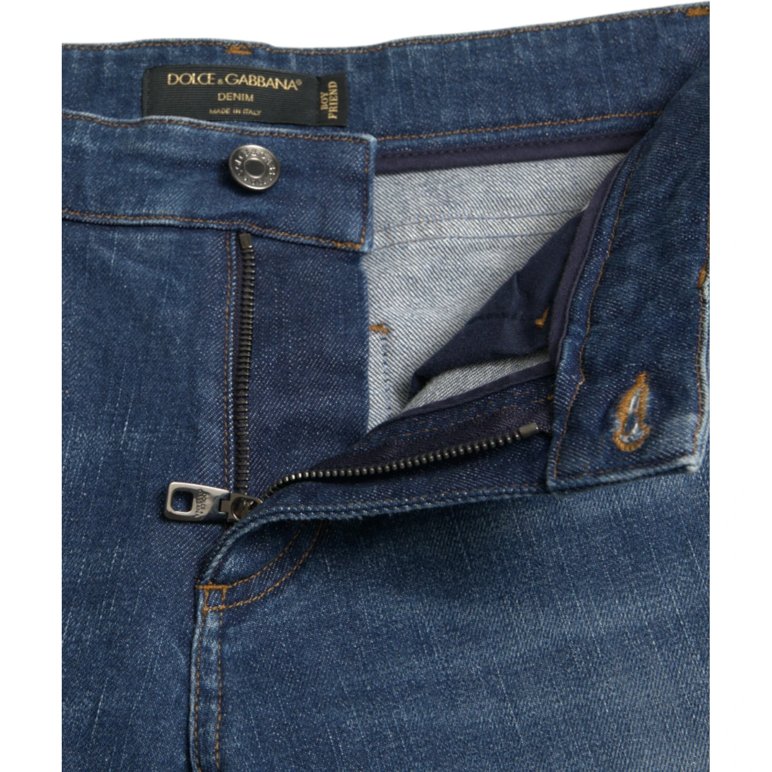 Blue BOYFRIEND Mid Waist Cotton Denim Jeans